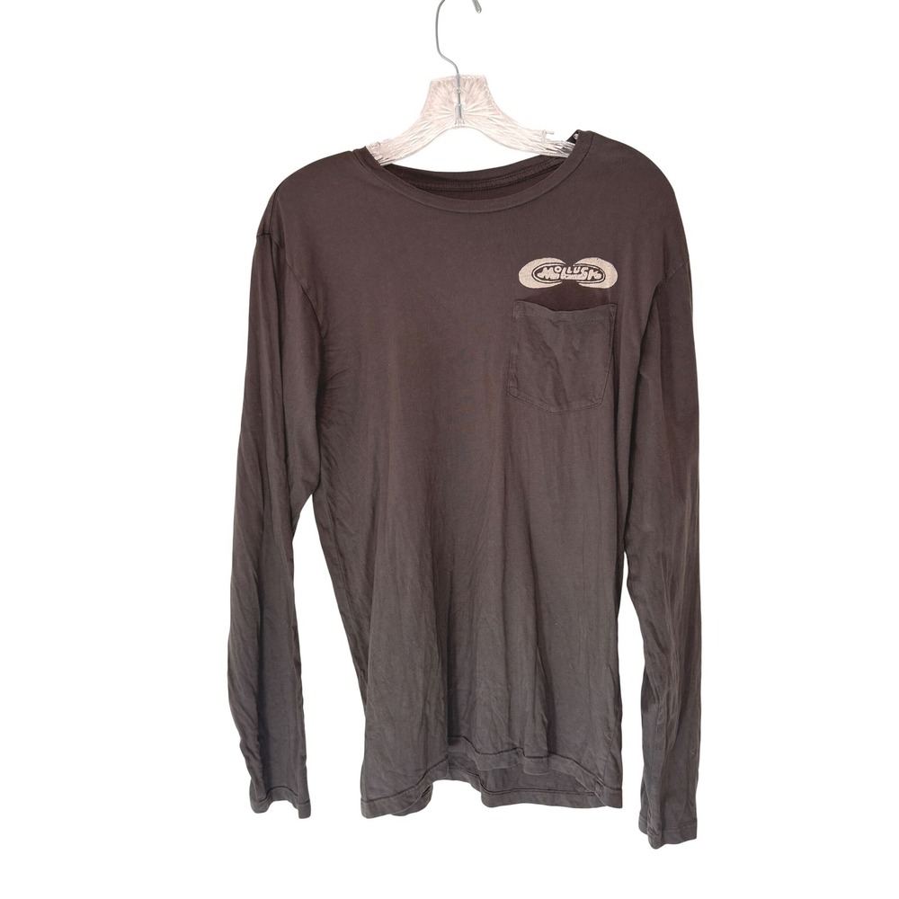 Mollusk Organic Long Sleeve T-Shirt Men's Gray Crab Crewneck Casual Cotton Small